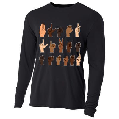 Black Lives Matter Sign Language Cooling Performance Long Sleeve Crew