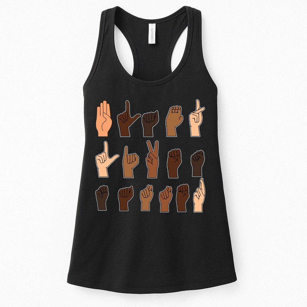 Black Lives Matter Sign Language Womens Tank Top