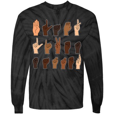 Black Lives Matter Sign Language Tie-Dye Long Sleeve Shirt