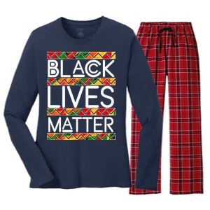 Black Lives Matter Traditional Colors Women's Long Sleeve Flannel Pajama Set 