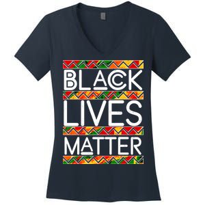 Black Lives Matter Traditional Colors Women's V-Neck T-Shirt