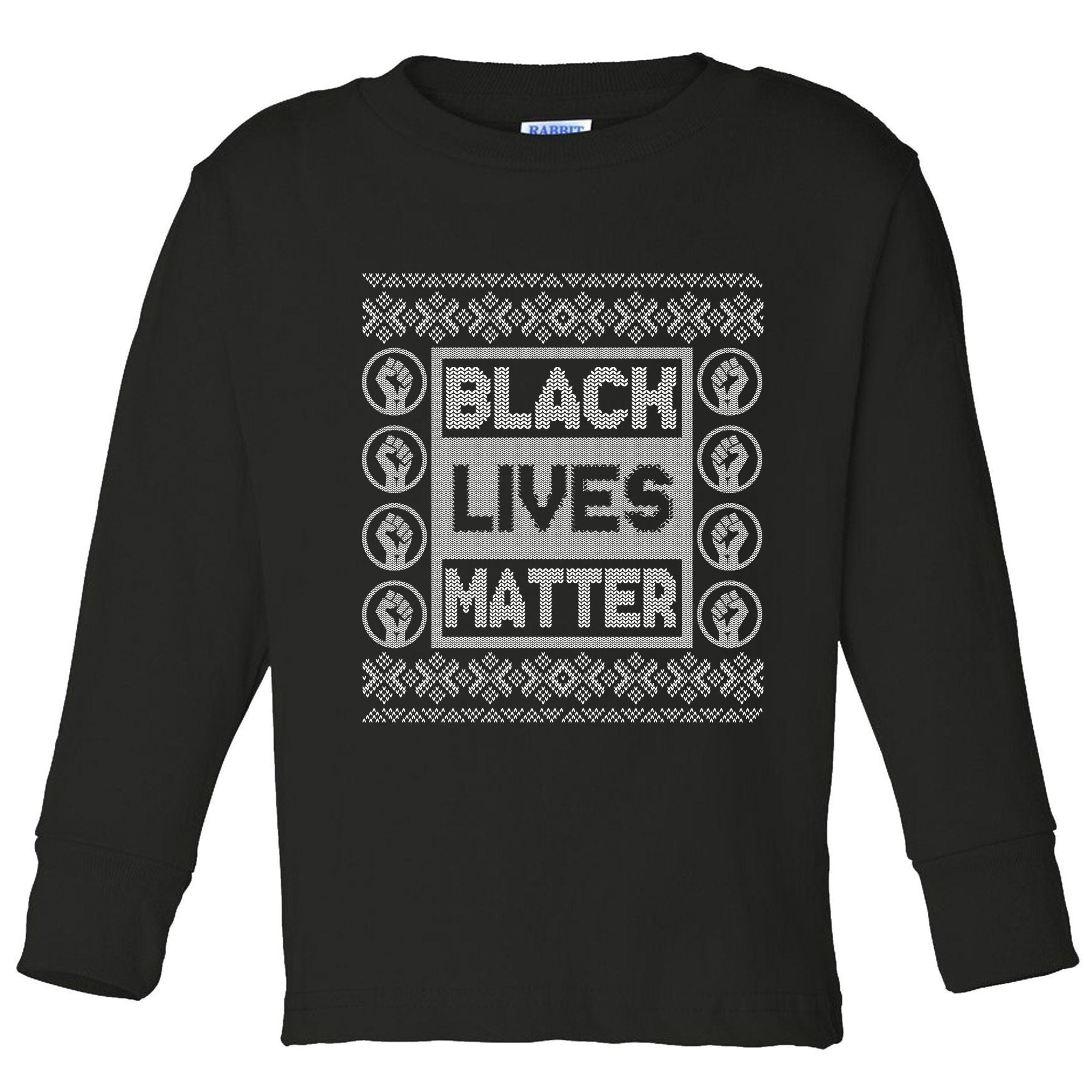Black Lives Matter Ugly Christmas Sweater Toddler Long Sleeve Shirt