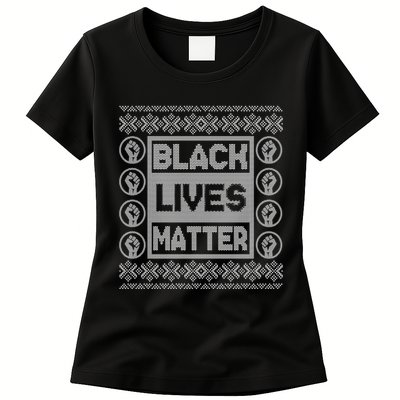 Black Lives Matter Ugly Christmas Sweater Womens T-Shirt