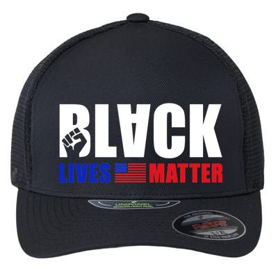 Black Lives Matter US Flag Flexfit Unipanel Trucker Cap