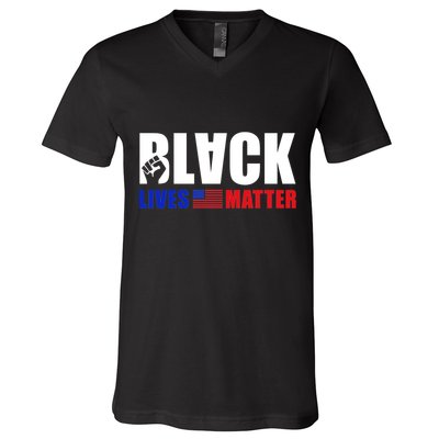 Black Lives Matter US Flag V-Neck T-Shirt