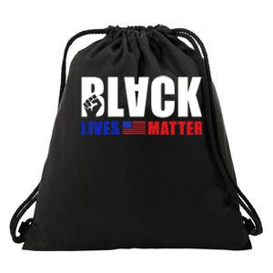 Black Lives Matter US Flag Drawstring Bag