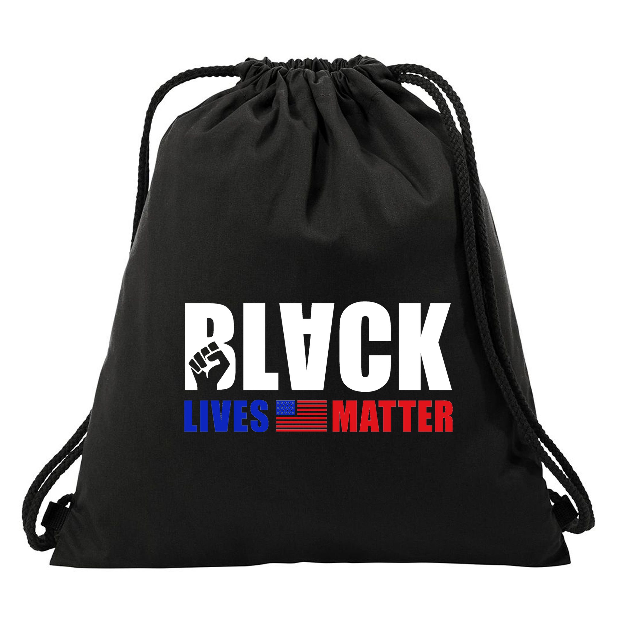 Black Lives Matter US Flag Drawstring Bag