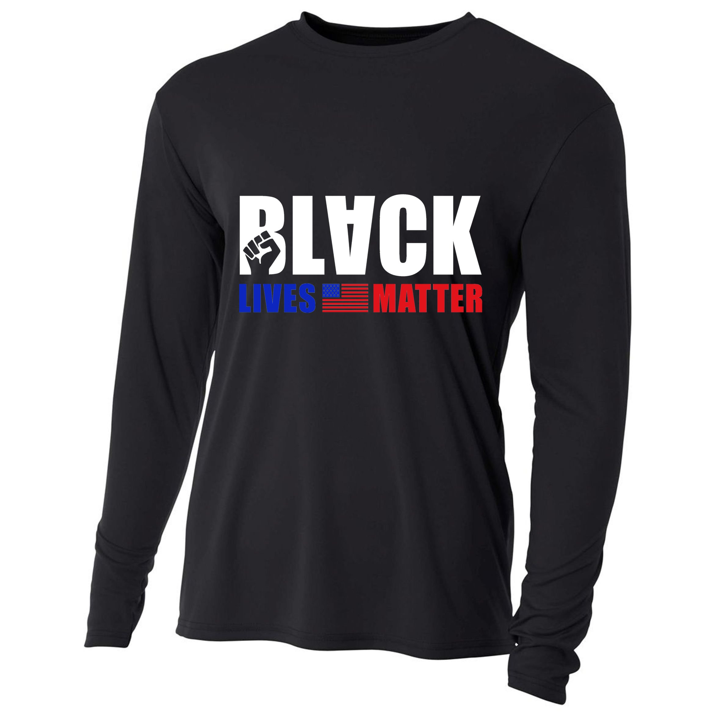 Black Lives Matter US Flag Cooling Performance Long Sleeve Crew