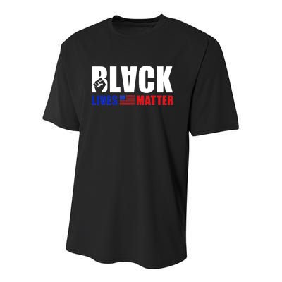 Black Lives Matter US Flag Youth Performance Sprint T-Shirt