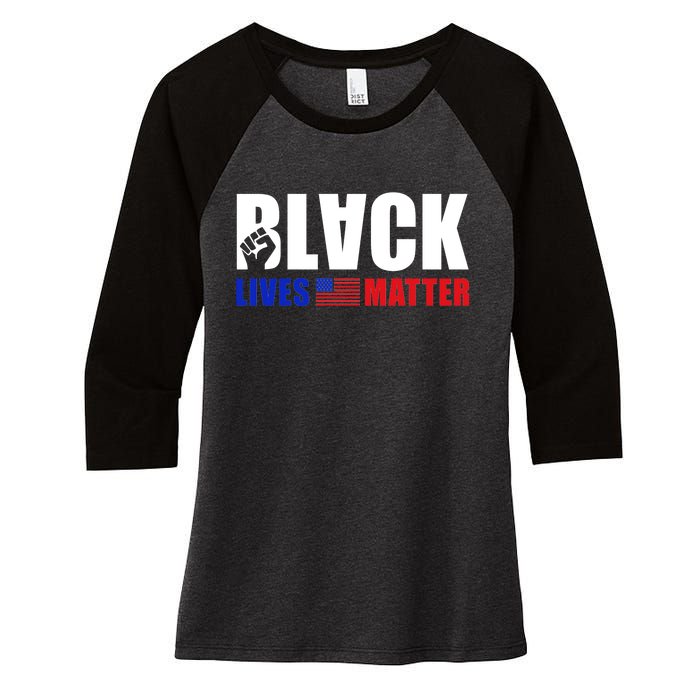 Black Lives Matter US Flag Women's Tri-Blend 3/4-Sleeve Raglan Shirt