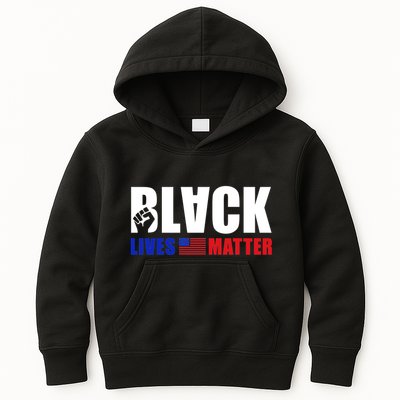 Black Lives Matter US Flag Kids Hoodie