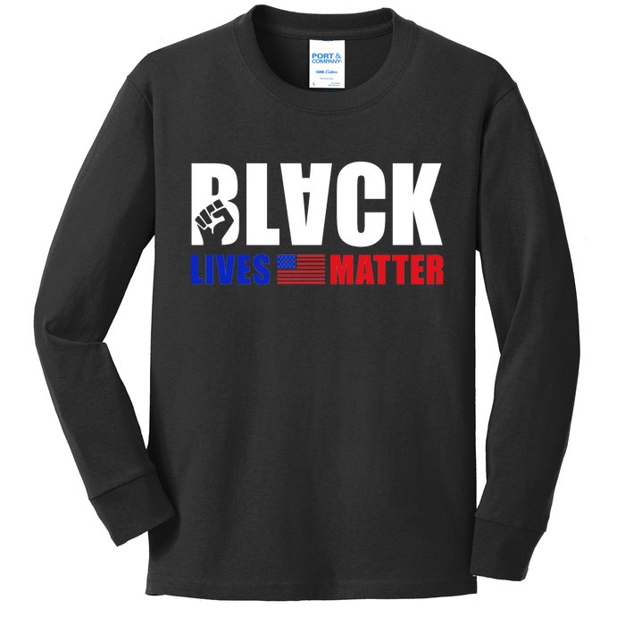 Black Lives Matter US Flag Kids Long Sleeve Shirt