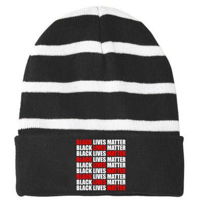 Black Lives Matter Word Mash-Up Design Striped Beanie with Solid Band