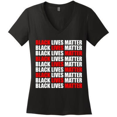 Black Lives Matter Word Mash-Up Design Women's V-Neck T-Shirt