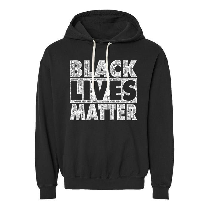 Black Lives Matters Victim Names Pattern Garment-Dyed Fleece Hoodie