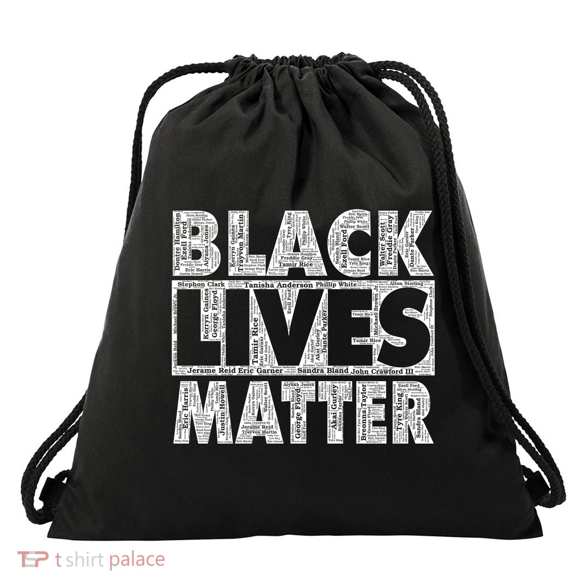 Black Lives Matters Victim Names Pattern Drawstring Bag