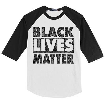 Black Lives Matters Victim Names Pattern Kids Colorblock Raglan Jersey