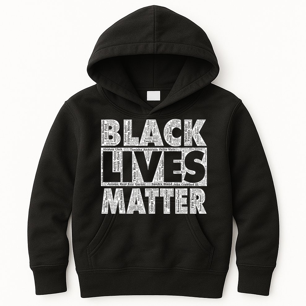Black Lives Matters Victim Names Pattern Kids Hoodie