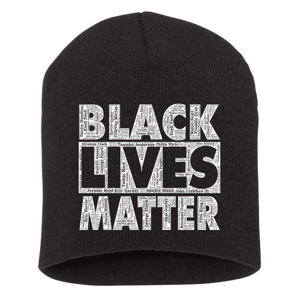 Black Lives Matters Victim Names Pattern Short Acrylic Beanie