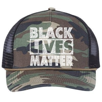 Black Lives Matters Victim Names Pattern Retro Rope Trucker Hat Cap