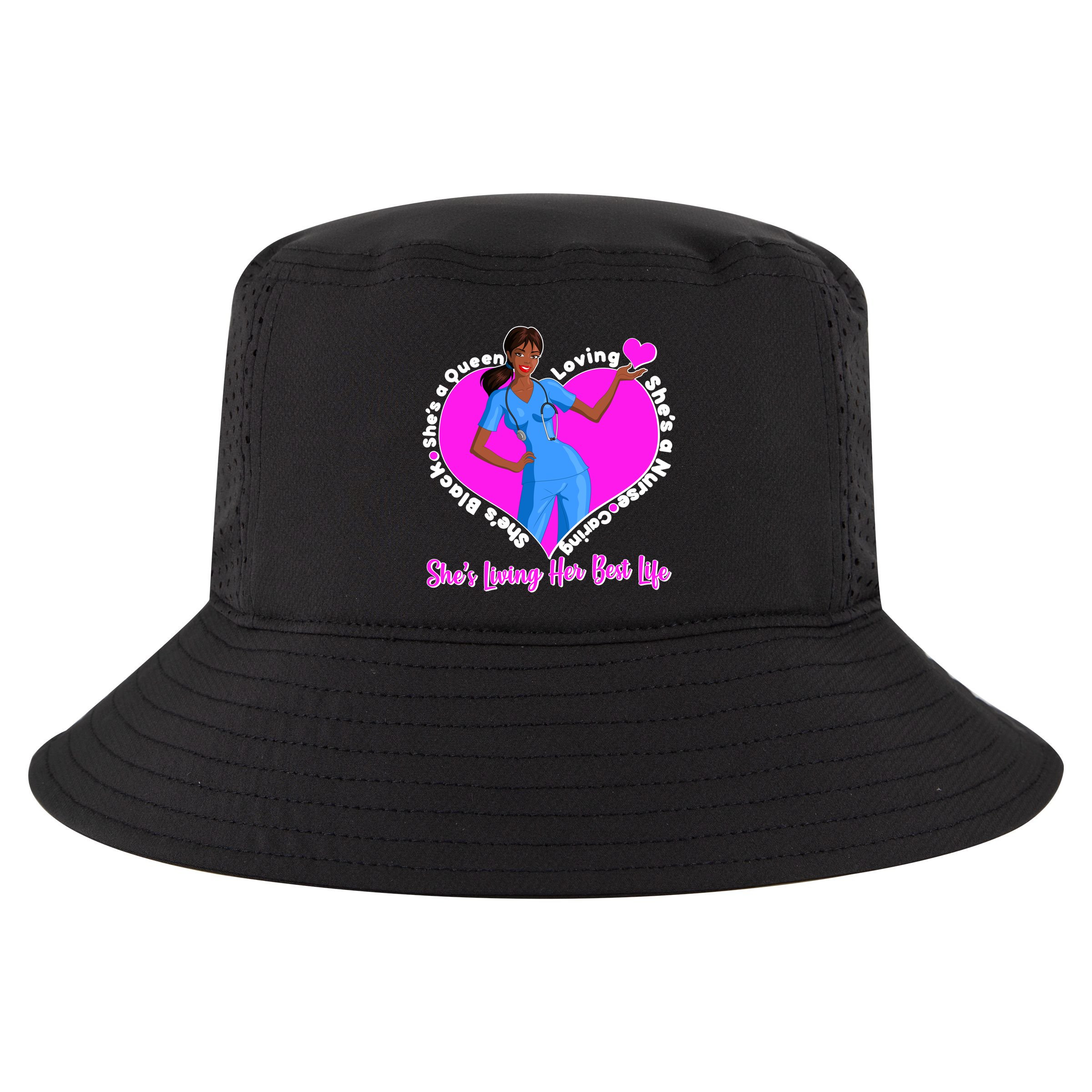 Black Nurse Living Her Best Life Cool Comfort Performance Bucket Hat