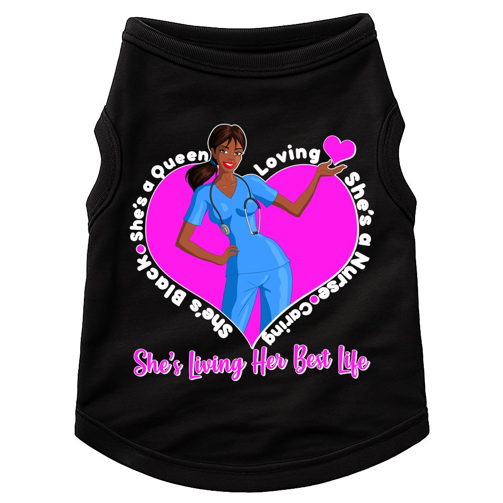 Black Nurse Living Her Best Life Doggie Tank