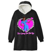 Black Nurse Living Her Best Life Hooded Wearable Blanket