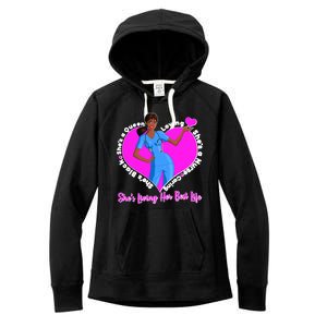 Black Nurse Living Her Best Life Women's Fleece Hoodie