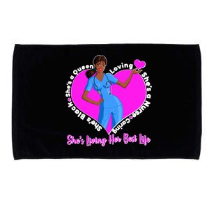 Black Nurse Living Her Best Life Microfiber Hand Towel