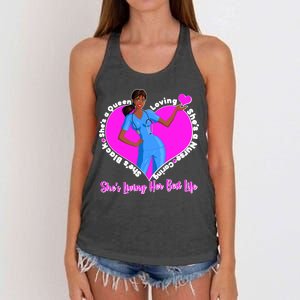 Black Nurse Living Her Best Life Women's Knotted Racerback Tank