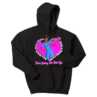 Black Nurse Living Her Best Life Kids Hoodie