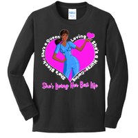 Black Nurse Living Her Best Life Kids Long Sleeve Shirt