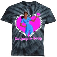 Black Nurse Living Her Best Life Kids Tie-Dye T-Shirt