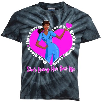 Black Nurse Living Her Best Life Kids Tie-Dye T-Shirt