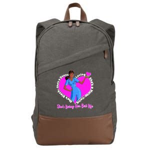 Black Nurse Living Her Best Life Cotton Canvas Backpack