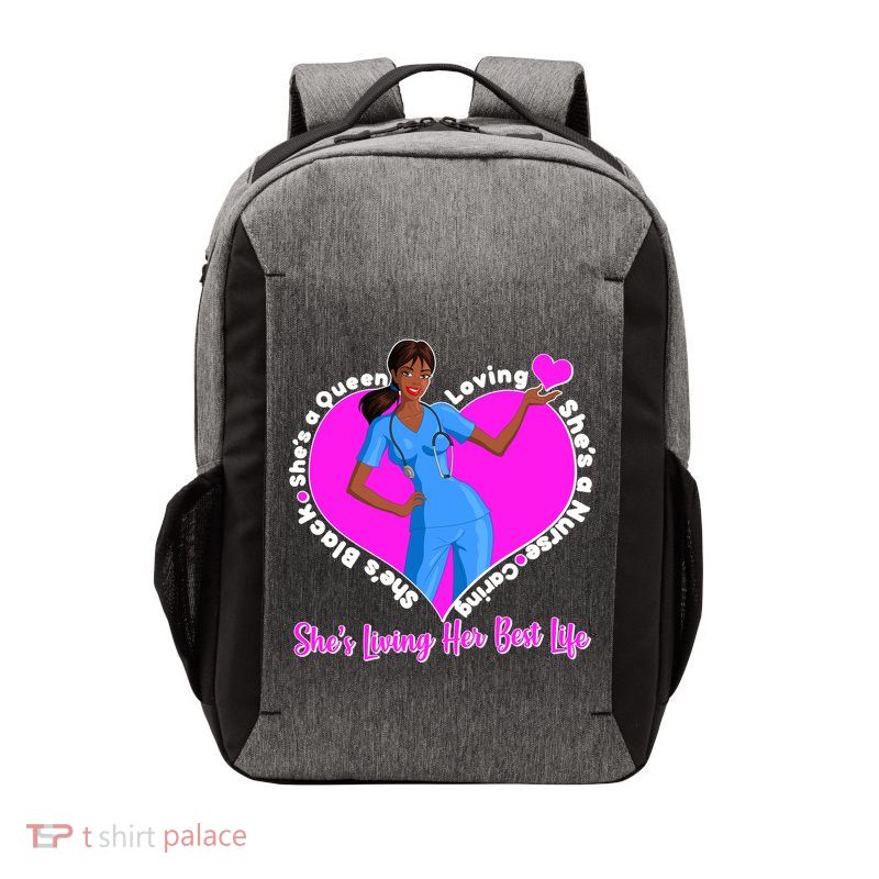 Black Nurse Living Her Best Life Vector Backpack