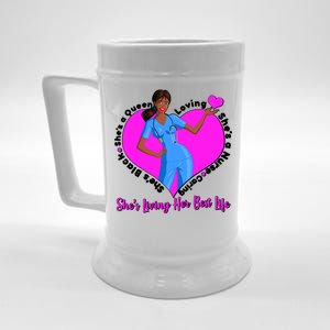 Black Nurse Living Her Best Life Beer Stein