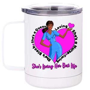 Black Nurse Living Her Best Life 12 oz Stainless Steel Tumbler Cup