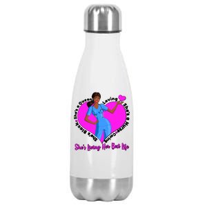 Black Nurse Living Her Best Life Stainless Steel Insulated Water Bottle