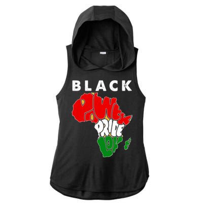 Black Power Pride Love Black History Month Ladies PosiCharge Tri-Blend Wicking Draft Hoodie Tank