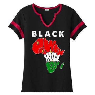 Black Power Pride Love Black History Month Ladies Halftime Notch Neck Tee