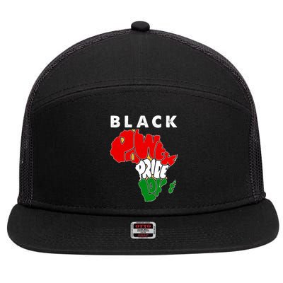 Black Power Pride Love Black History Month 7 Panel Mesh Trucker Snapback Hat