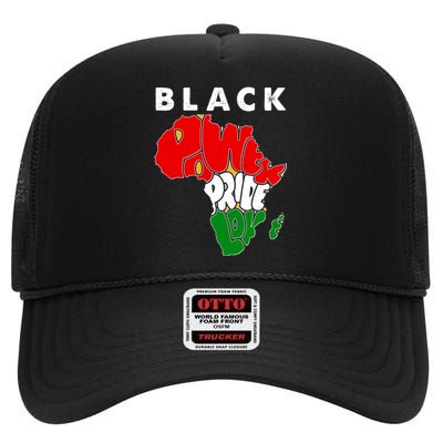 Black Power Pride Love Black History Month High Crown Mesh Back Trucker Hat