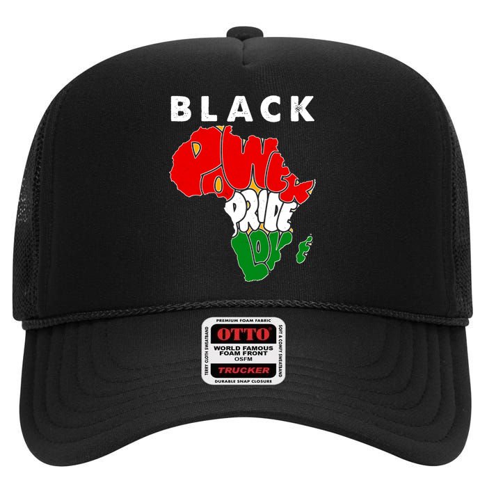 Black Power Pride Love Black History Month High Crown Mesh Back Trucker Hat