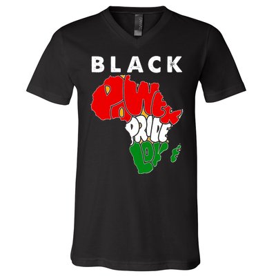 Black Power Pride Love Black History Month V-Neck T-Shirt