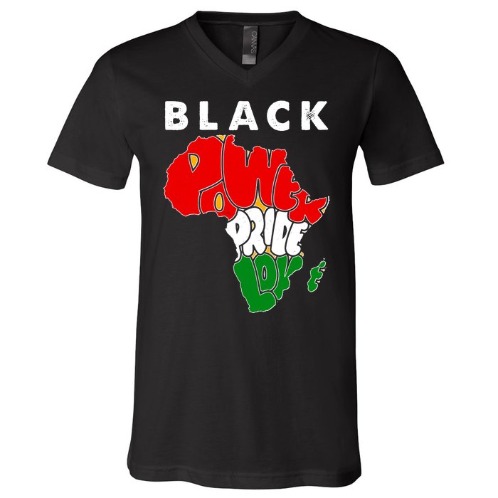 Black Power Pride Love Black History Month V-Neck T-Shirt