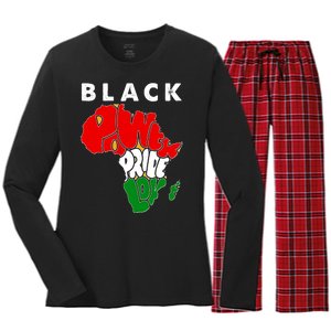 Black Power Pride Love Black History Month Women's Long Sleeve Flannel Pajama Set 