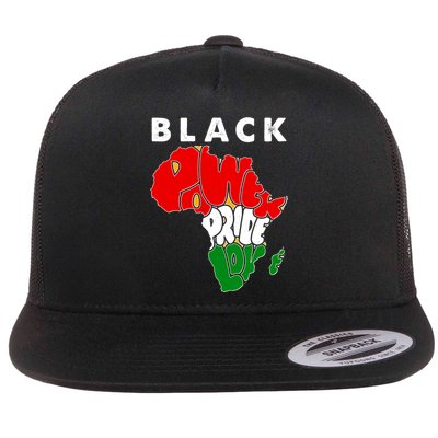 Black Power Pride Love Black History Month Flat Bill Trucker Hat