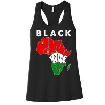 Black Power Pride Love Black History Month Women's Racerback Tank