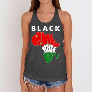 Black Power Pride Love Black History Month Women's Knotted Racerback Tank